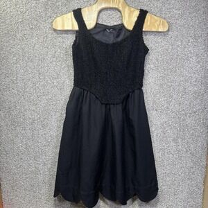 Comme Des Garcons Girl Dress Womens Small Black Sleeveless‎ Fit & Flare Midi
